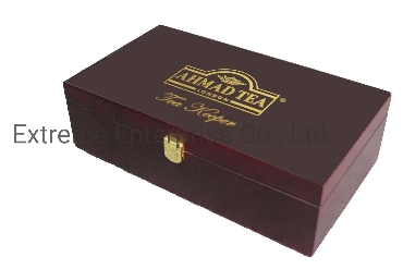 Beautifully Crafted Rich Mahogany Wooden Tea Display Chests Box, Felt Lined Hardwood Tea Storage and Gift Display Box, Tea Packaging Boxes with 8 Compartment